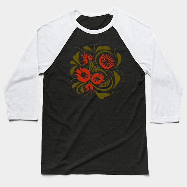 Folk flowers floral art print Flowers abstract art Baseball T-Shirt by Eskimos